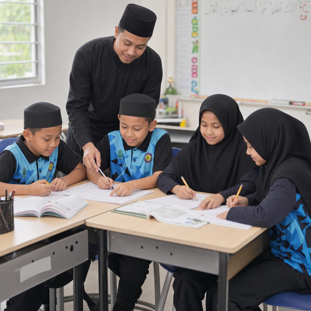 Murid KAFA memakai T-shirt rasmi dalam sesi pembelajaran
